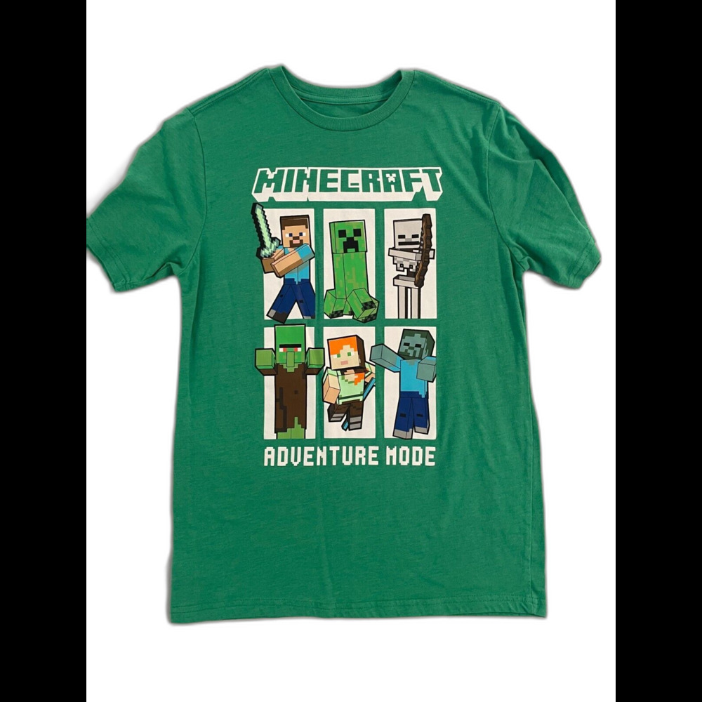 Mojang Studios T Shirt Youth Size XL Grren Minecraft Adventure Mode Short Sleeve